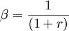 \beta=\frac{1}{(1+r)}